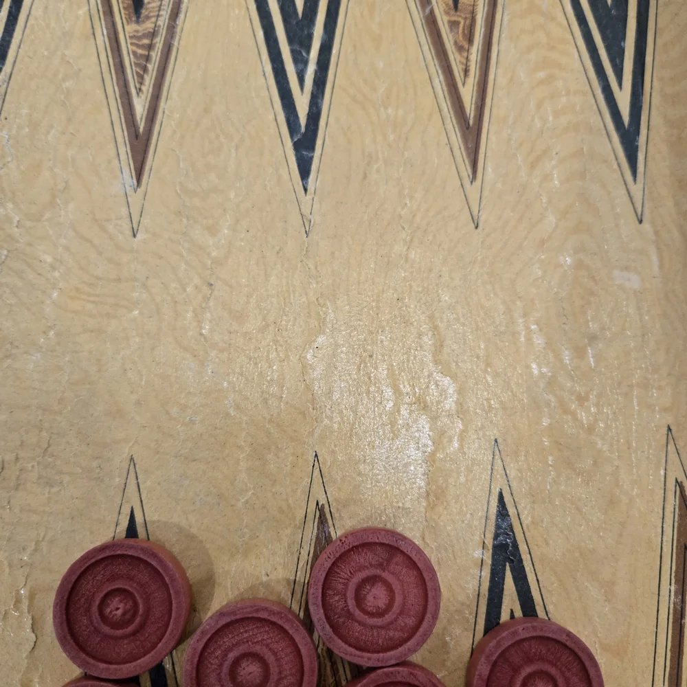 Vintage Wooden Checkers Backgammon Set Folding Board Games Rustic Decor. - Picture 6 of 16